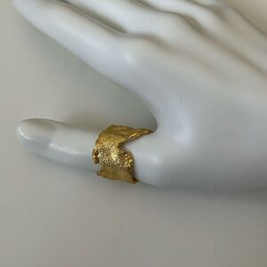 18k gold over sterling silver abstract wide ring, adjustable unique gold ring